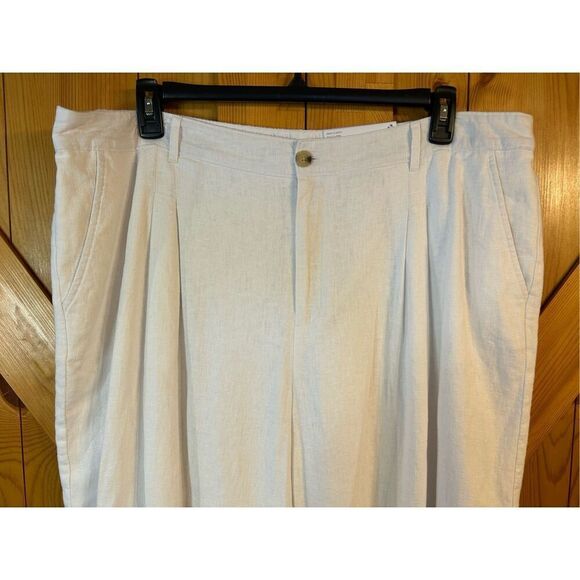 Liz Claiborne Wide Leg White Pants Woman's Size 18 Linen Blend High Rise Lined N - Picture 4 of 10